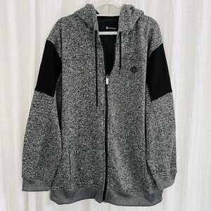 Akademiks Gray & Black Zip Up Hooded Jacket Soft Mens Size 3XL